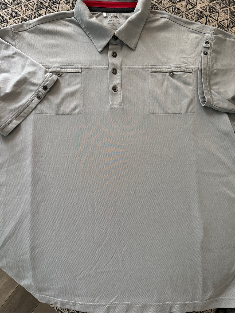adidas Men's Light Gray Short-Sleeve Polo with Chest Pockets